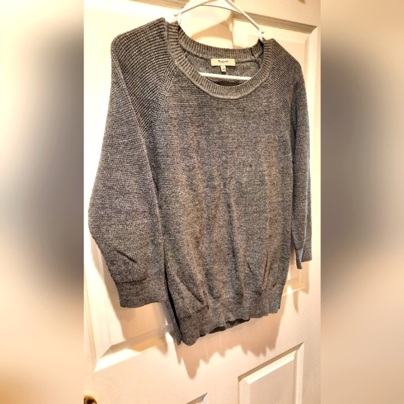Madewell Gray 3/4 Sleeve Crew Neck Sweater size Medium - Picture 7 of 7